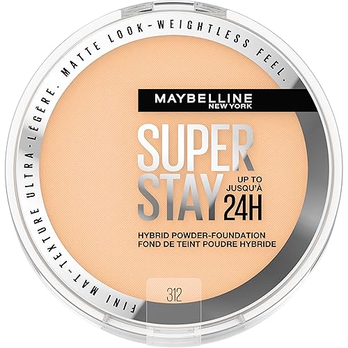 Maybelline Super Stay Up to 24HR Hybrid Powder-Foundation, Medium-to-Full Coverage Makeup, Matte Finish, 312, 1 Count Beauty & Personal Care MAYBELLINE