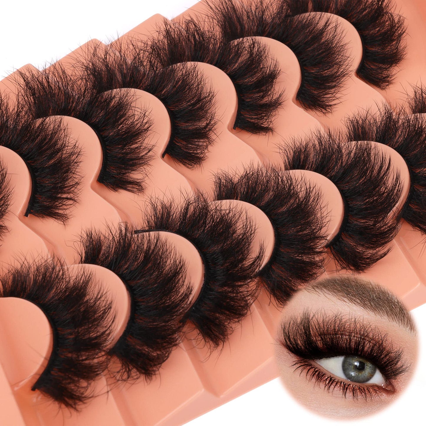 Fluff Mink Lashes Wispy False Eyelashes 18mm Thick Volume Faux Mink Lashes 7 Pairs Curly Fake Eyelashes Multipack by TOOCHUNAG Beauty and Personal Care TOOCHUNAG
