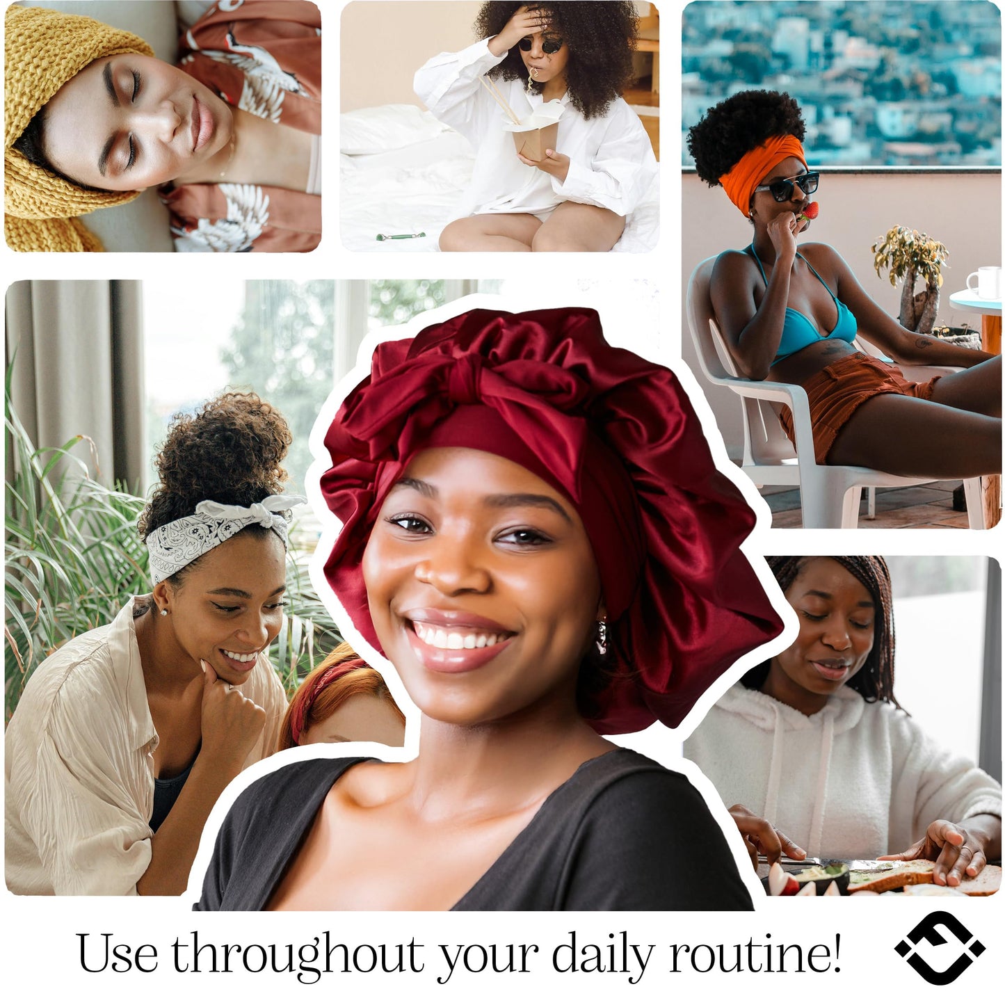 Funky Junque Satin Silk Sleep Bonnet - Double Layer Reversible Hair Wrap for Women, Adjustable Sleep Cap for All Hair Types - Burgundy Beauty and Personal Care Funky Junque