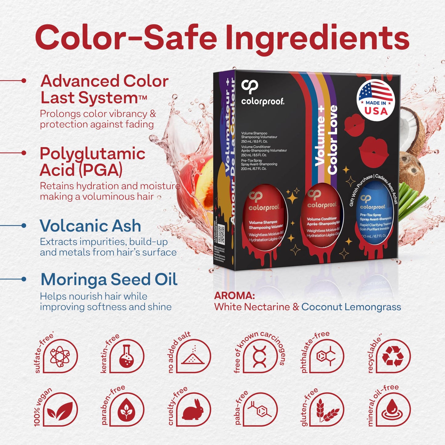 Colorproof Volume Gift Set - Volume Shampoo (8.5 Fl. Oz.), Volume Conditioner (8.5 Fl. Oz.), Pre-Tox Spray (6.7 Fl. Oz.) Beauty & Personal Care ColorProof