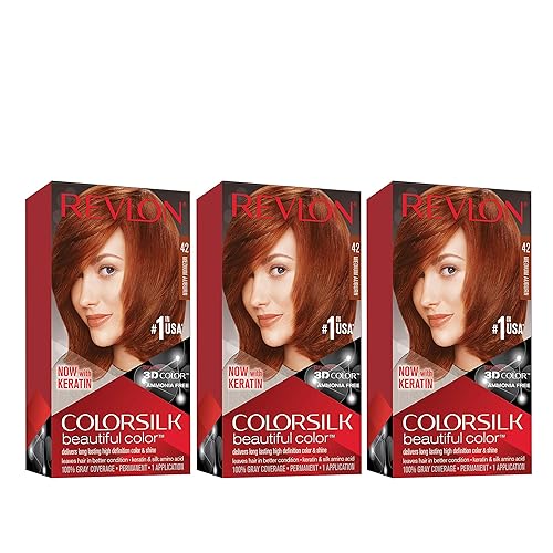 Revlon Permanent Hair Color, Permanent Hair Dye, Colorsilk with 100% Gray Coverage, Ammonia-Free, Keratin and Amino Acids, 42 Medium Auburn, 4.4 Oz Beauty & Personal Care REVLON