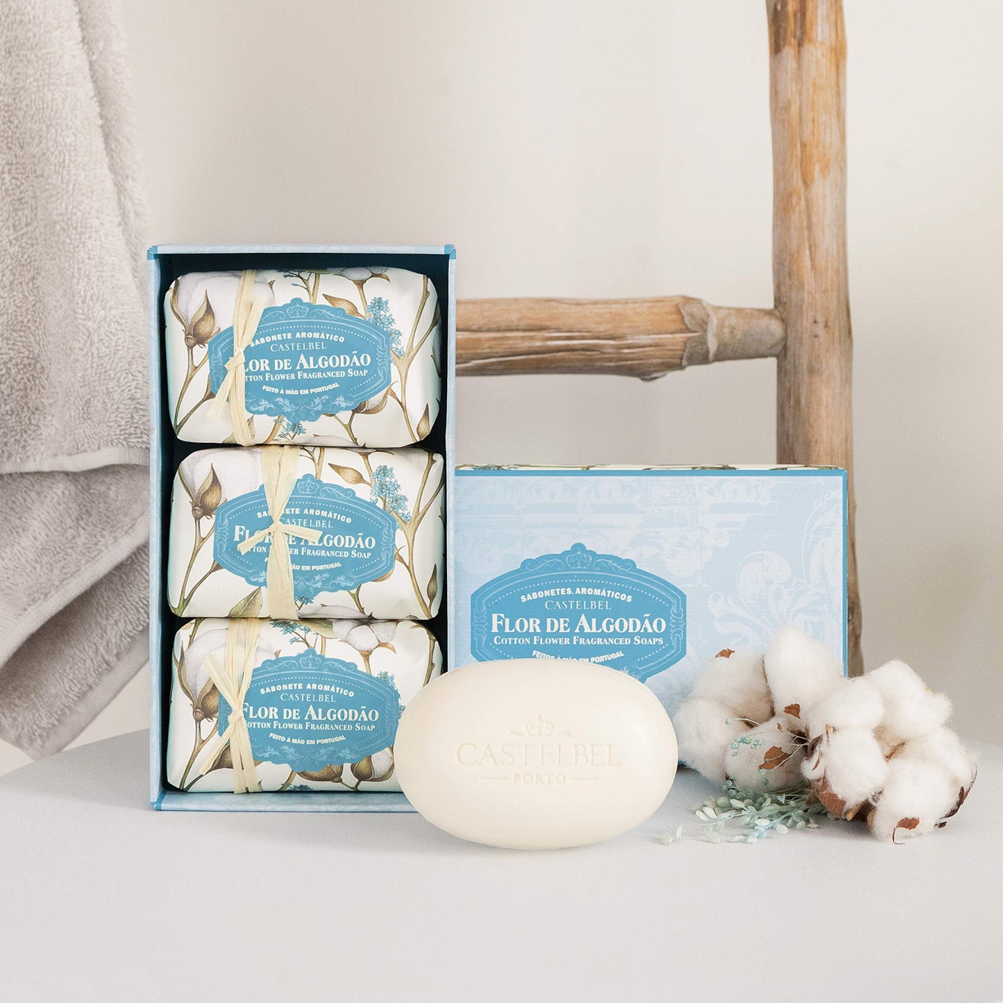 Castelbel Catelbel Fragrance Soap Bar 3-Units (150 x 3) in a Box Triple Milled from Portual (COTTON FLOWER) Beauty & Personal Care Castelbel