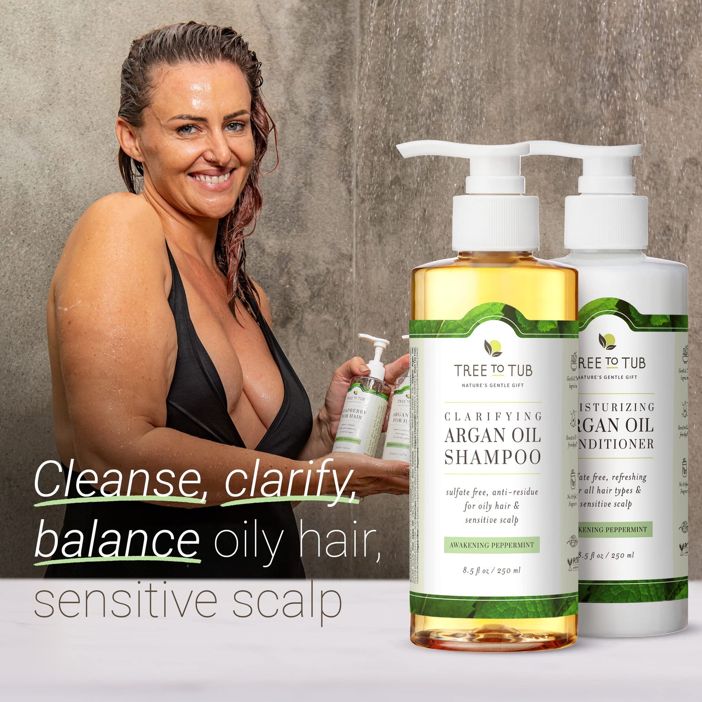 Tree To Tub Sulfate Free Shampoo and Conditioner Set for Oily Hair, Frizz, Sensitive Scalp - Hydrating Argan Oil Shampoo and Conditioner for Women Beauty & Personal Care Tree To Tub
