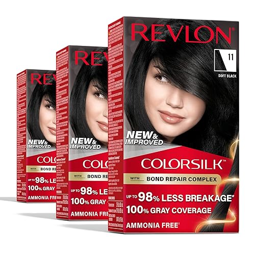 Revlon ColorSilk with Bond Repair Complex, Black Permanent Hair Color, 100% Gray Coverage, Ammonia Free Hair Dye, Vegan Keratin, 11 Soft Black (Pack Beauty & Personal Care REVLON