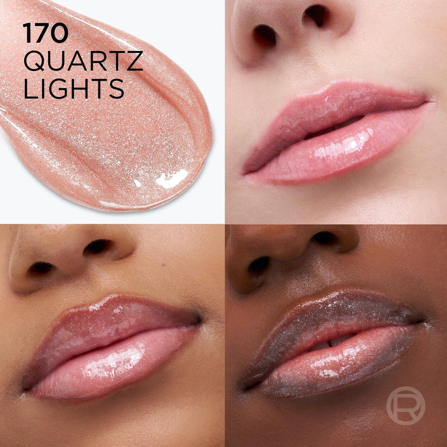 L'Oreal Paris Plump Ambition Hyaluron Lip Oil Shimmer, 24 HR Lip Gloss with Hyaluronic Acid, Volumizing Formula with Glass-Like Shine, Quartz Lights Beauty & Personal Care L'Oreal Paris