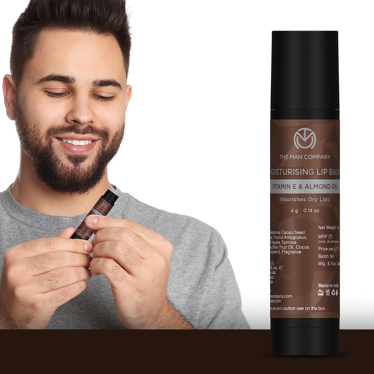 The Man Company Nourishing Lip Balm with Vitamin E, Almond & Olive Oil - Soft, Supple, Moisturizes - Free from Dry/Chapped Lips - 4gm Beauty and Personal Care The Man Company