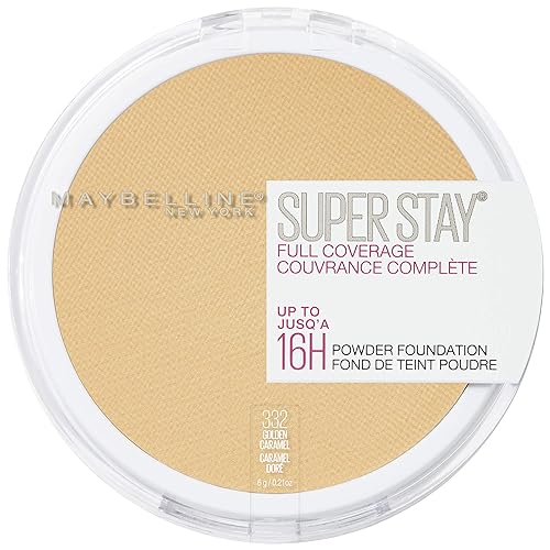 Maybelline Super Stay Full Coverage Powder Foundation Makeup, Up to 16 Hour Wear, Soft, Creamy Matte Foundation, Golden Caramel, 1 Count Beauty & Personal Care MAYBELLINE