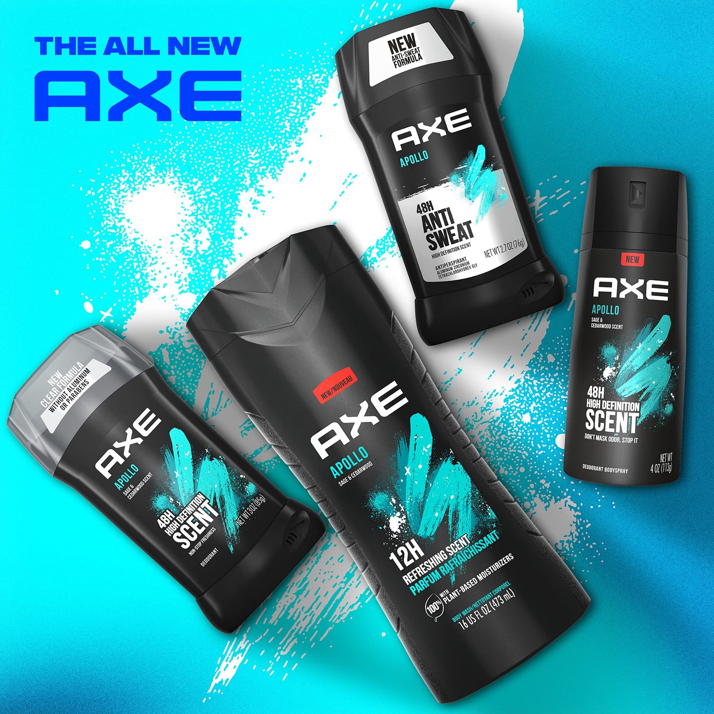 AXE Apollo Deodorant Stick 4 Count For Long Lasting Odor Protection, Sage And Cedarwood Men's Deo, Aluminum Free 3oz Beauty and Personal Care AXE