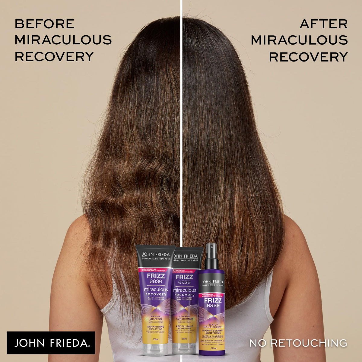 John Frieda Frizz Ease Nourishing Anti Frizz Leave-in Conditioner and Heat Protectant for Frizzy-prone Hair, Moisturizes and Renews Shine, 8 oz (2
