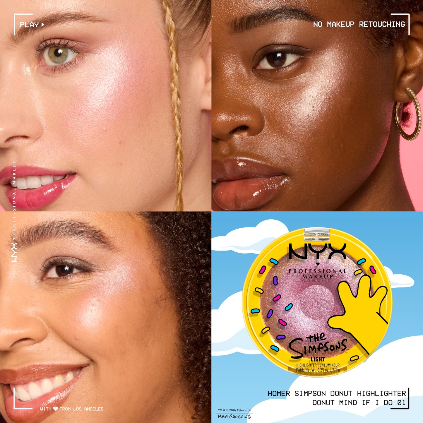 NYX PROFESSIONAL MAKEUP Homer Simpson Donut Highlighter Makeup, Frosted & Buttery Shimmer Powder Formula, The Simpsons Collaboration, Vegan Beauty & Personal Care NYX PROFESSIONAL MAKEUP
