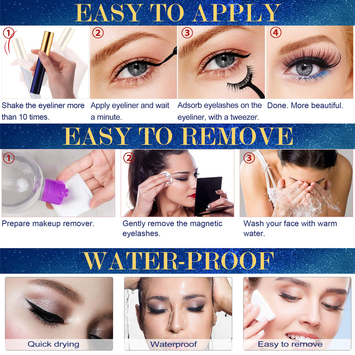 Magnetic Eyelashes with Eyeliner Kit - DUOERLA Magnetic Lashes with Eyeliner Natural Looking - 3 Tubes Magnetic Eyeliner and Lashes Kit, 7 Pairs 3D Beauty & Personal Care DEL DUOERLA