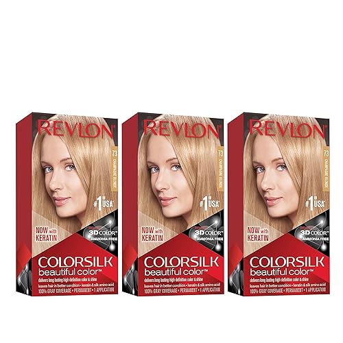 Revlon Permanent Hair Color, Permanent Hair Dye, Colorsilk with 100% Gray Coverage, Ammonia-Free, Keratin and Amino Acids, 73 Champange Blonde, 4.4 Oz Beauty & Personal Care REVLON