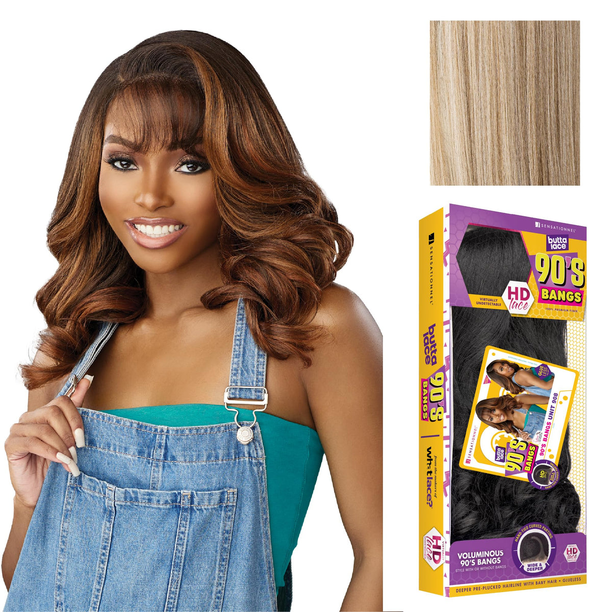 Sensationnel Butta Lace 90s Bangs Wig-Unit 908, BALAYAGEASHBLONDE