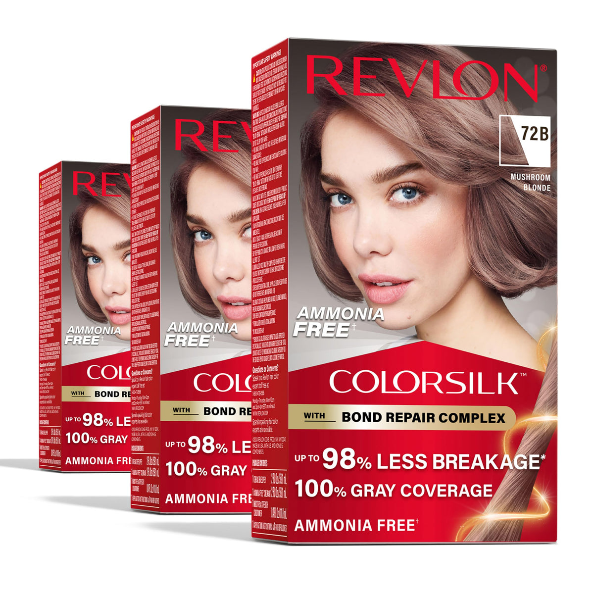 Revlon ColorSilk with Bond Repair Complex, Blonde Permanent Hair Color, 100% Gray Coverage, Ammonia Free Hair Dye, Vegan Keratin, 72B Mushroom Blonde Beauty & Personal Care REVLON