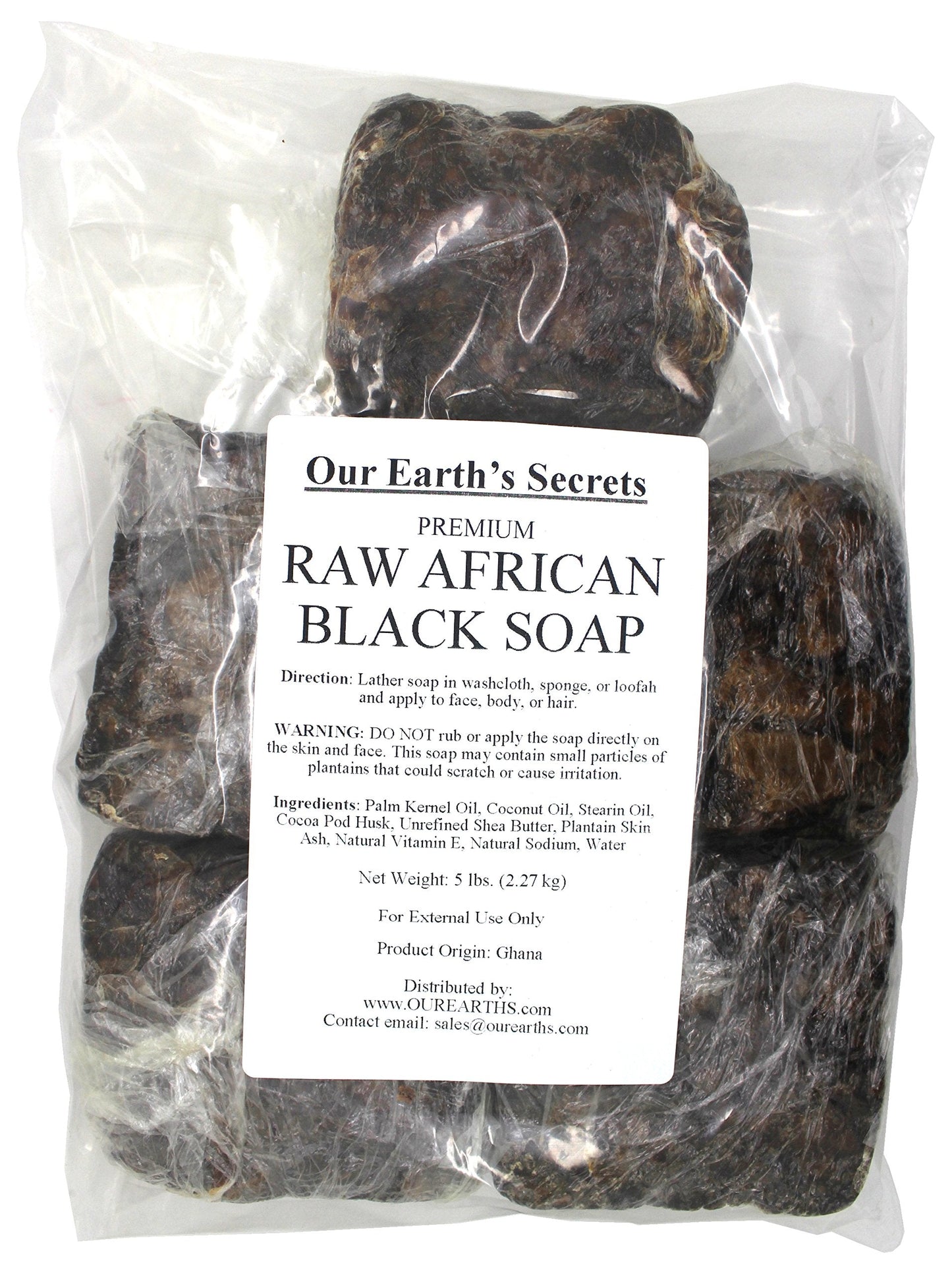 Our Earth's Secrets Premium Natural Raw African Black Soap, 5 lbs Beauty & Personal Care Our Earth's Secrets