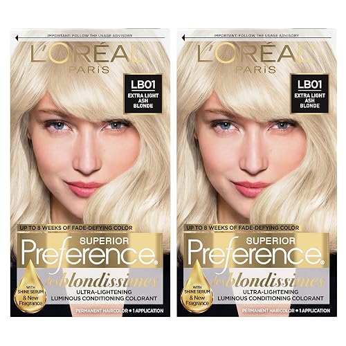 L'Oreal Paris Superior Preference Fade-Defying + Shine Permanent Hair Color, LB01 Extra Light Ash Blonde, Pack of 2, Hair Dye Beauty & Personal Care L'Oreal Paris