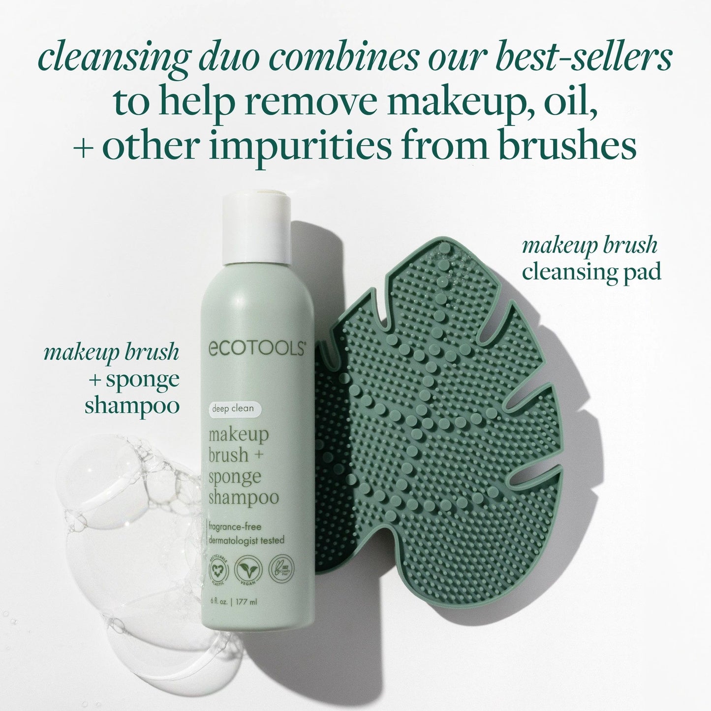 EcoTools Makeup Brush Cleansing Pad + Deep Clean Shampoo Bundle, Brush Cleaner Mat & Makeup Brush Cleanser For Deep Cleaning Tools, Clean Formula Beauty and Personal Care EcoTools
