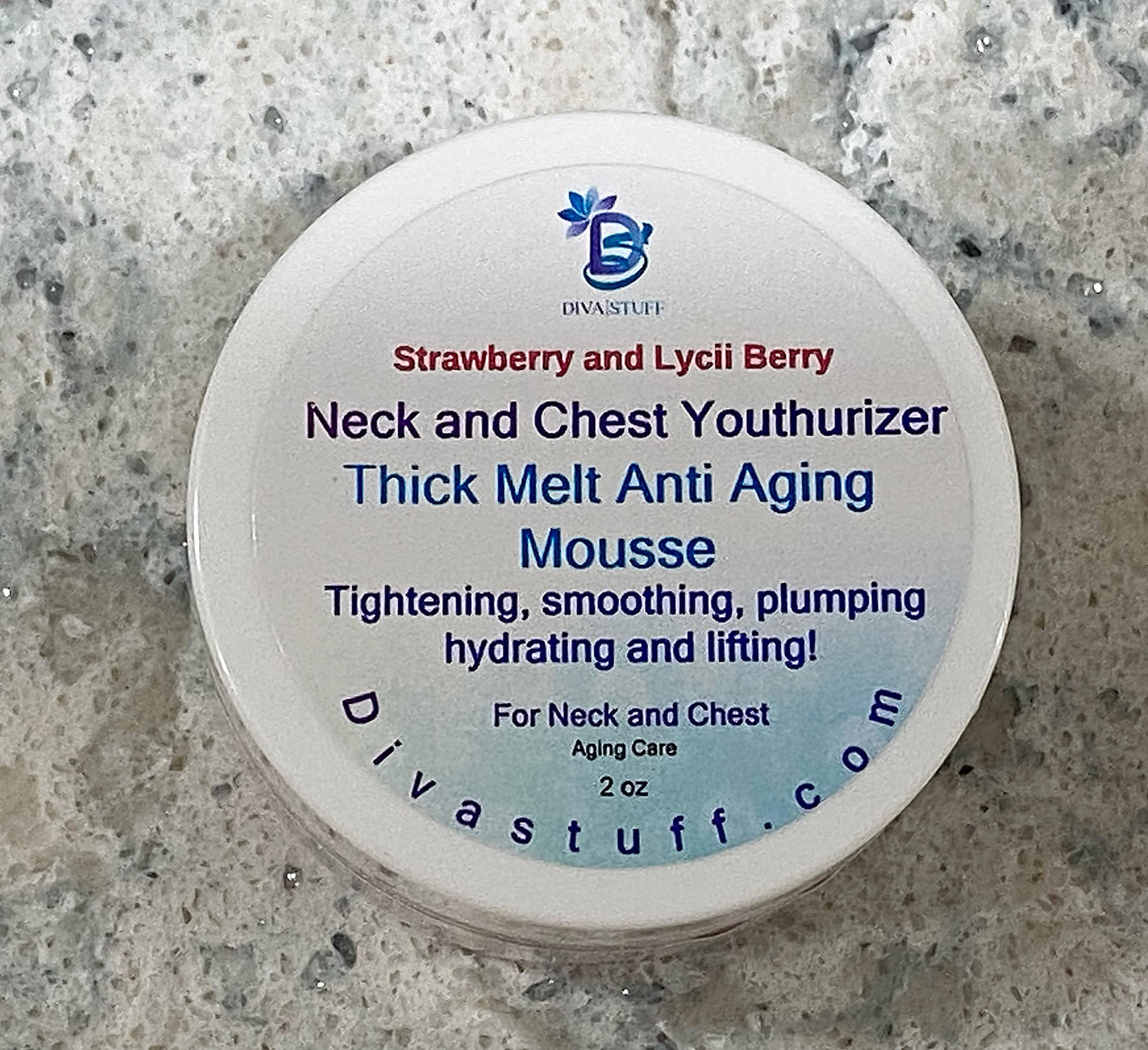 Diva Stuff Strawberry and Lycii Berry, Neck and Chest Youthurizer, Thick Melt Anti Aging Mousse, Tightens, Smooths, Plumps and Lifts Beauty and Personal Care Diva Stuff