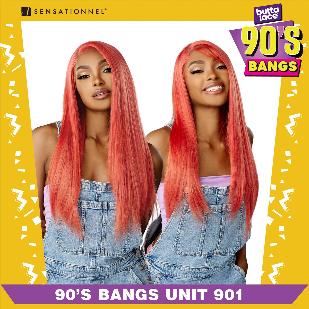 Sensationnel Butta Lace 90s Bangs Wig-Unit 901, 1B OFFBLACK