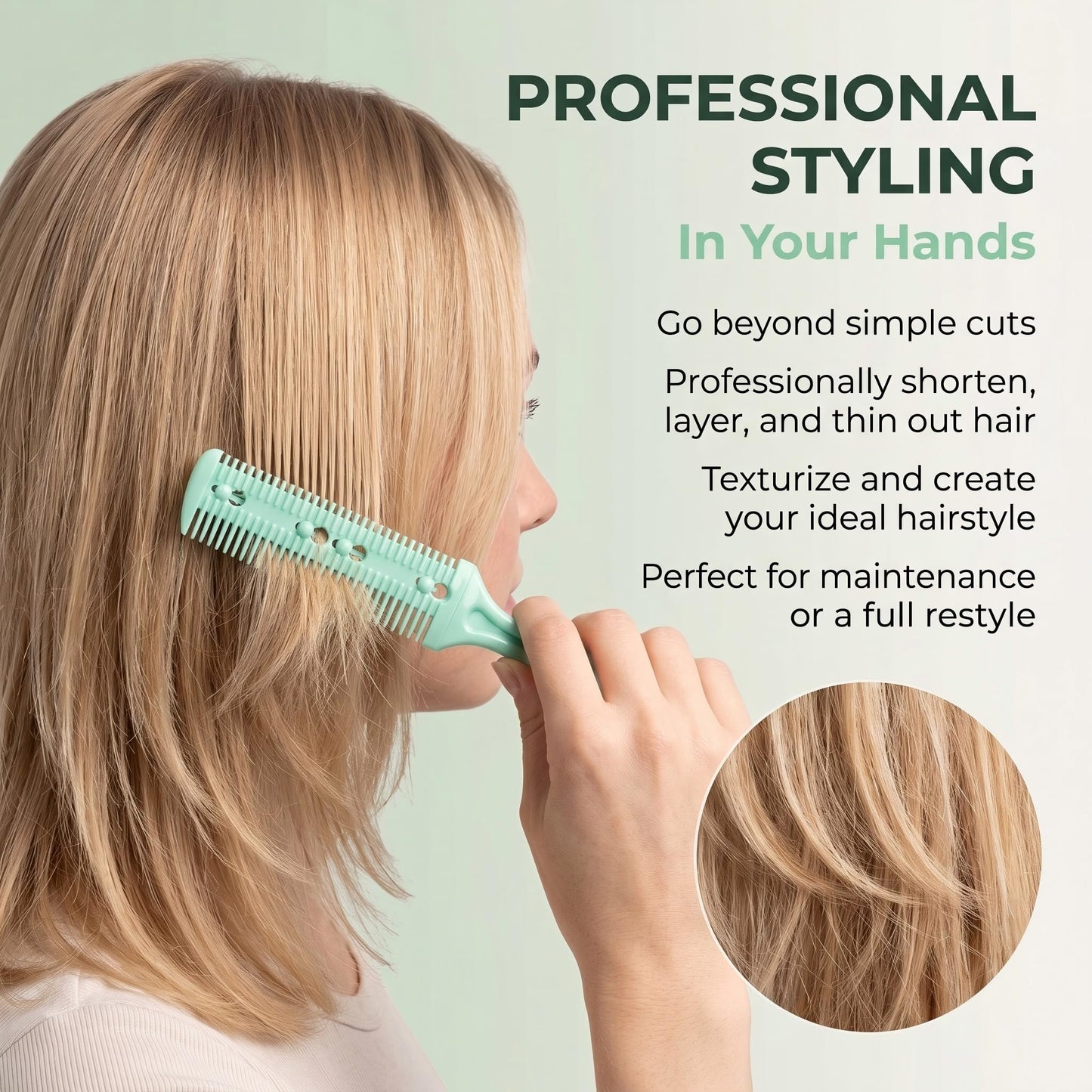 Portable Green Split End Trimmer Comb - Dual Side Hair Razor for Instant Frizz Fix, Home & Pet Grooming, Fabric Pilling/Lint Removal, Salon Styling Beauty and Personal Care Eatbuy