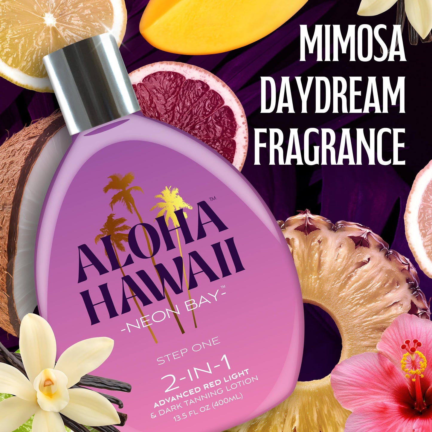 Aloha Hawaii Neon Bay Tanning Lotion, 2-in-1 Advanced Red Light & Dark Tanning with Triple Coconut Colada & Hawaiian-Dark Fruit Blend, 13.5 Fl Oz Beauty & Personal Care Brown Sugar