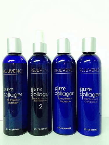 Rejuvenol Pure Collagen Pre-treatment Shampoo 8 Oz, Protein Delivery Treatment and Heat Protector 8 Oz, Maintenance Shampoo 8 Oz and Maintenance Beauty & Personal Care Rejuvenol