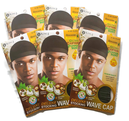 Healthy Treated Wave Deluxe Stocking Wave Cap Black (6 Packs) Beauty and Personal Care King.J