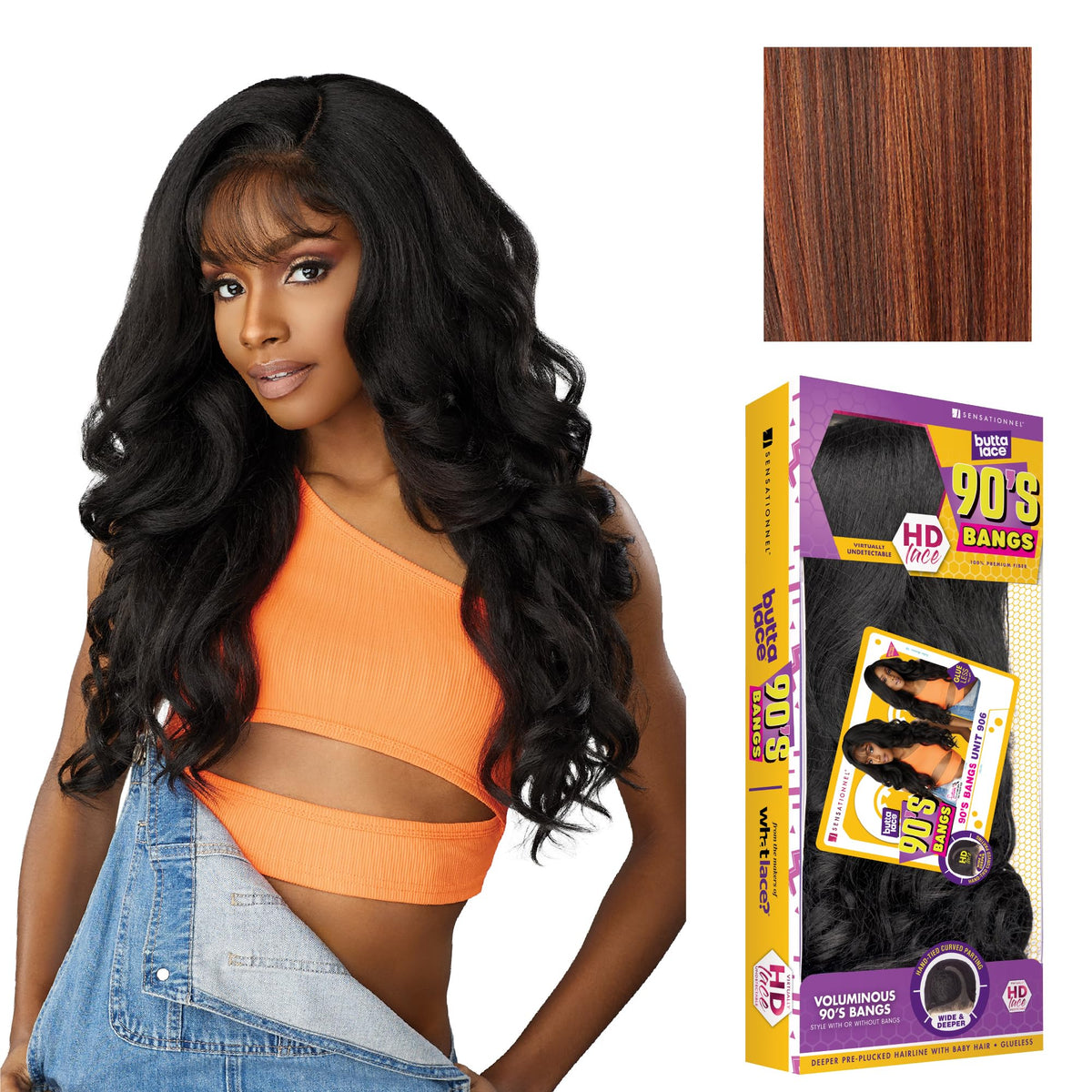 Sensationnel Butta Lace 90s Bangs Wig-Unit 906, BALAYAGECOPPER