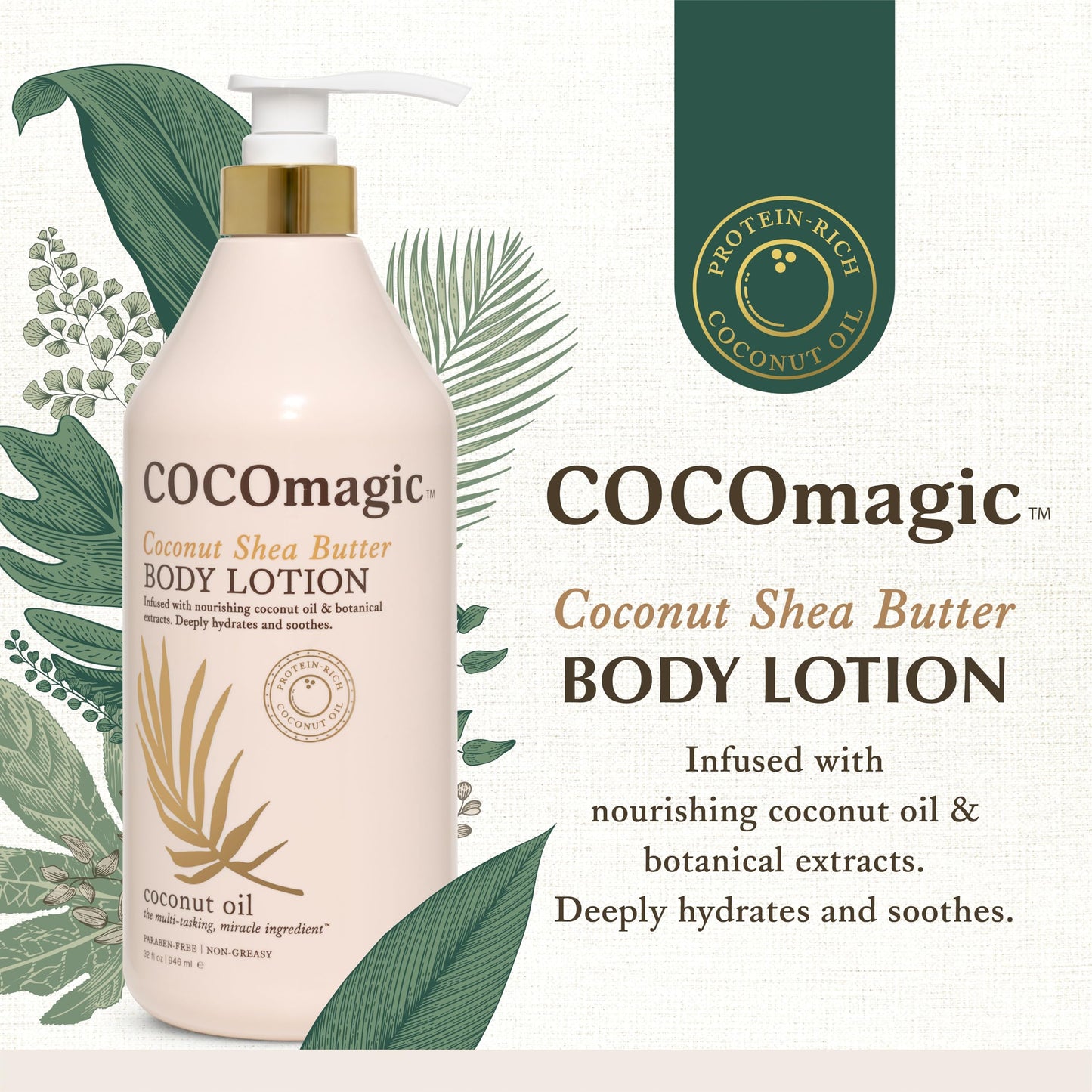 Cocomagic Coconut Shea Butter Body Lotion | Deeply Hydrating & Non-Greasy Moisturizer for Soft, Smooth Skin | Paraben-Free & Gentle for All Skin Types Beauty & Personal Care Cocomagic