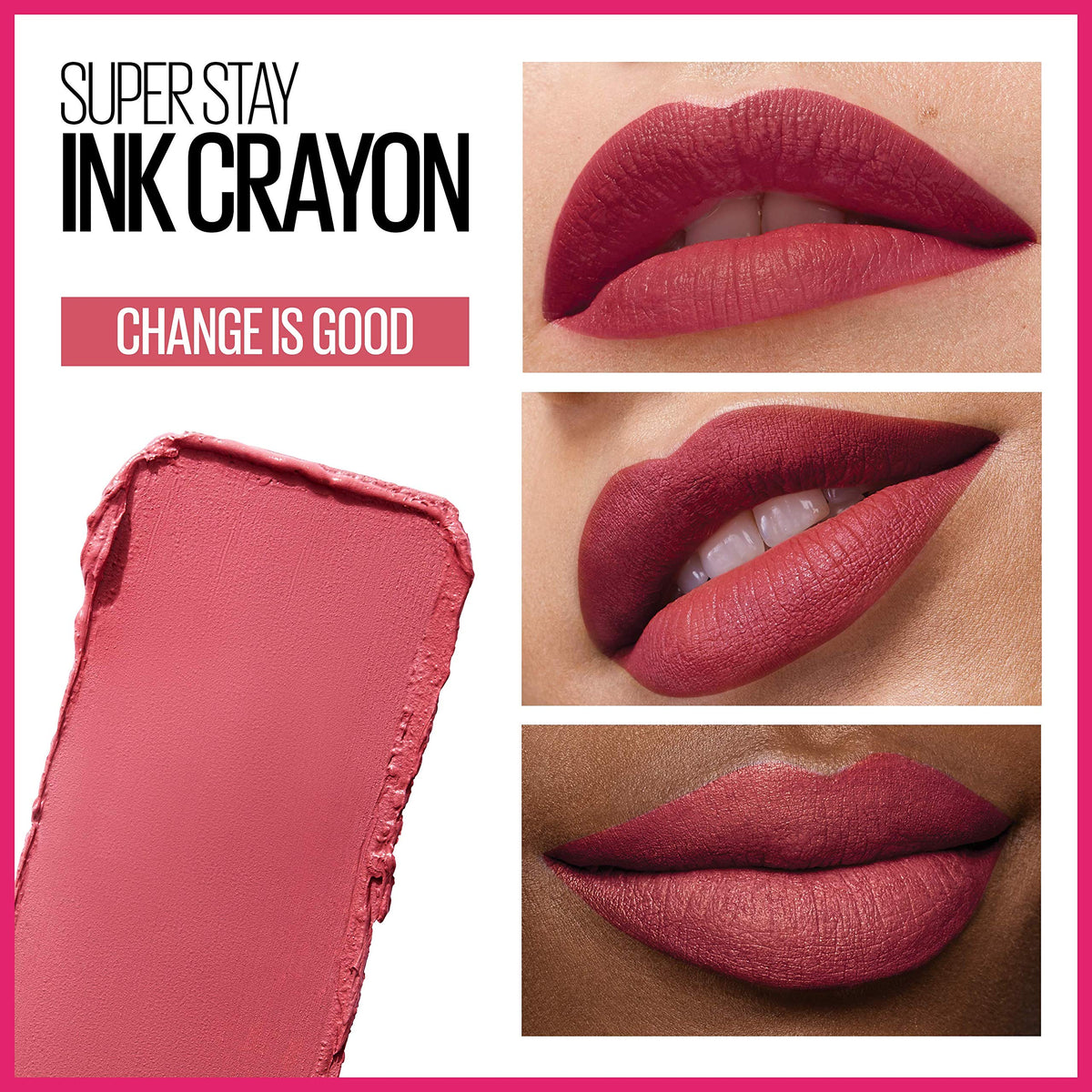 Maybelline Super Stay Ink Crayon Lipstick Makeup, Precision Tip Matte Lip Crayon with Built-in Sharpener, Longwear Up To 8Hrs, Change Is Good, Rose Beauty & Personal Care MAYBELLINE