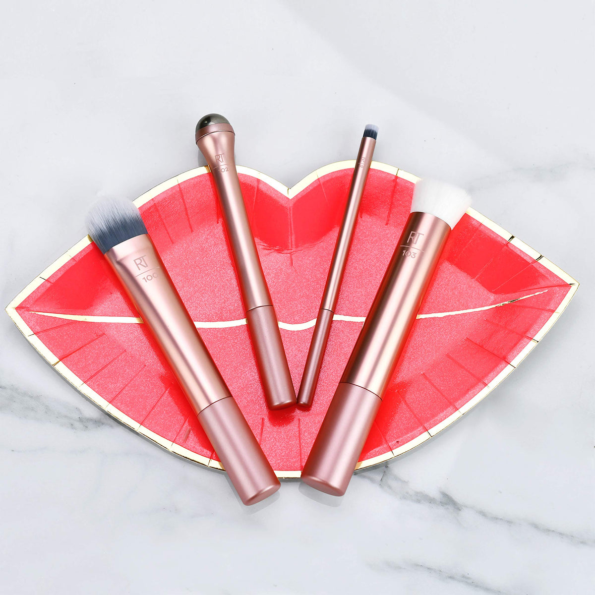 Real Techniques Prep and Prime Makeup Brush Set, Ideal for Exfoliating & Applying Primers, Moisturizers, & Serums, Skincare Tools, Synthetic Bristles
