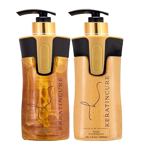 Keratin Cure Gold & Honey 2 Piece Hair Care Sulfate Free Shampoo, Conditioner for Repair Moisturize with Protein & Organic Extracts for keratin Beauty & Personal Care Keratin Cure