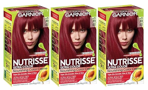 Garnier Nutrisse Haircolor, R3 Light Intense Auburn Nourishing Color Creme Permanent (Pack of 3) Beauty & Personal Care Garnier