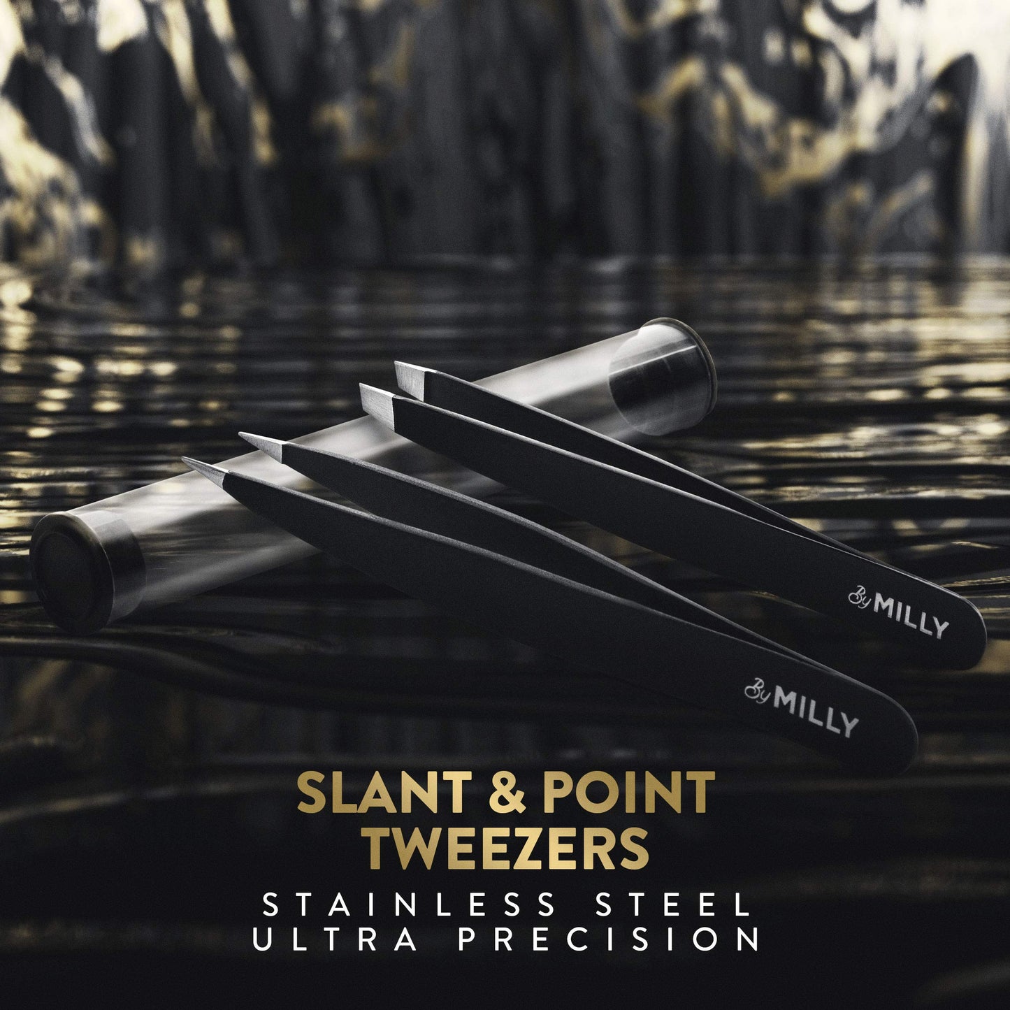 By MILLY Precision Tweezers Set | Slanted & Pointed Tip Tweezers Kit | High Carbon Stainless Steel | Aligned & Hand-Filed Tweezer Set Professional | Beauty & Personal Care By MILLY