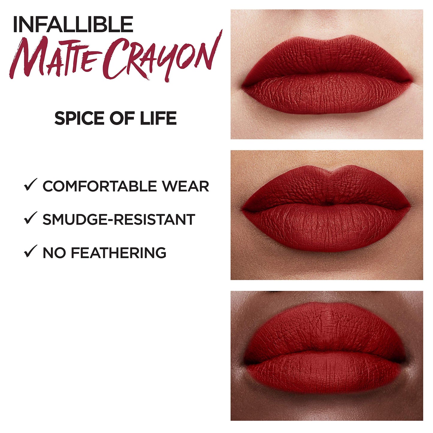 L’Oréal Paris Infallible Matte Lip Crayon, Spice Of Life (Packaging May Vary) Beauty & Personal Care L'Oreal Paris