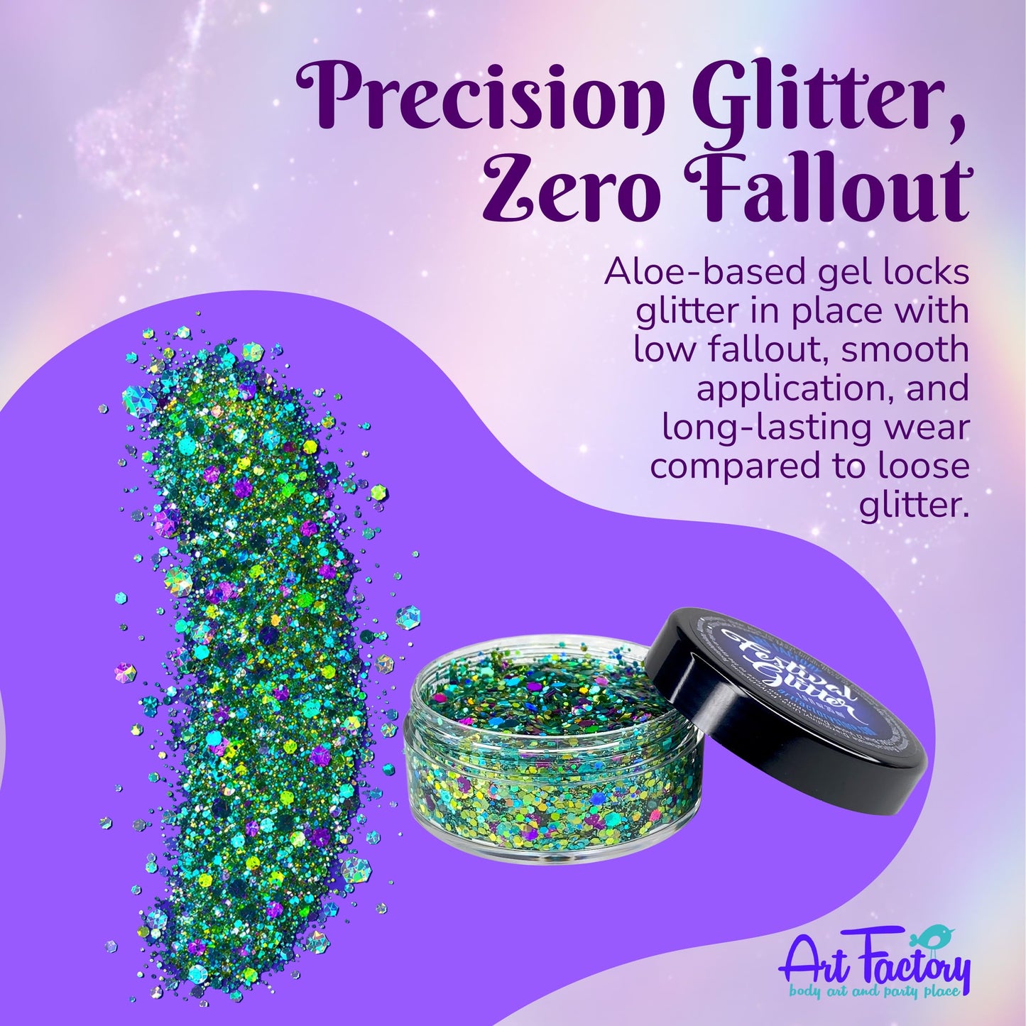 Art Factory Mermaid Holographic Body Glitter Gel - Chunky Sea Mix Cosmetic Glitter for Face, Hair & Body - Festival Rave Makeup, Long Wear Glitter Beauty & Personal Care Art Factory