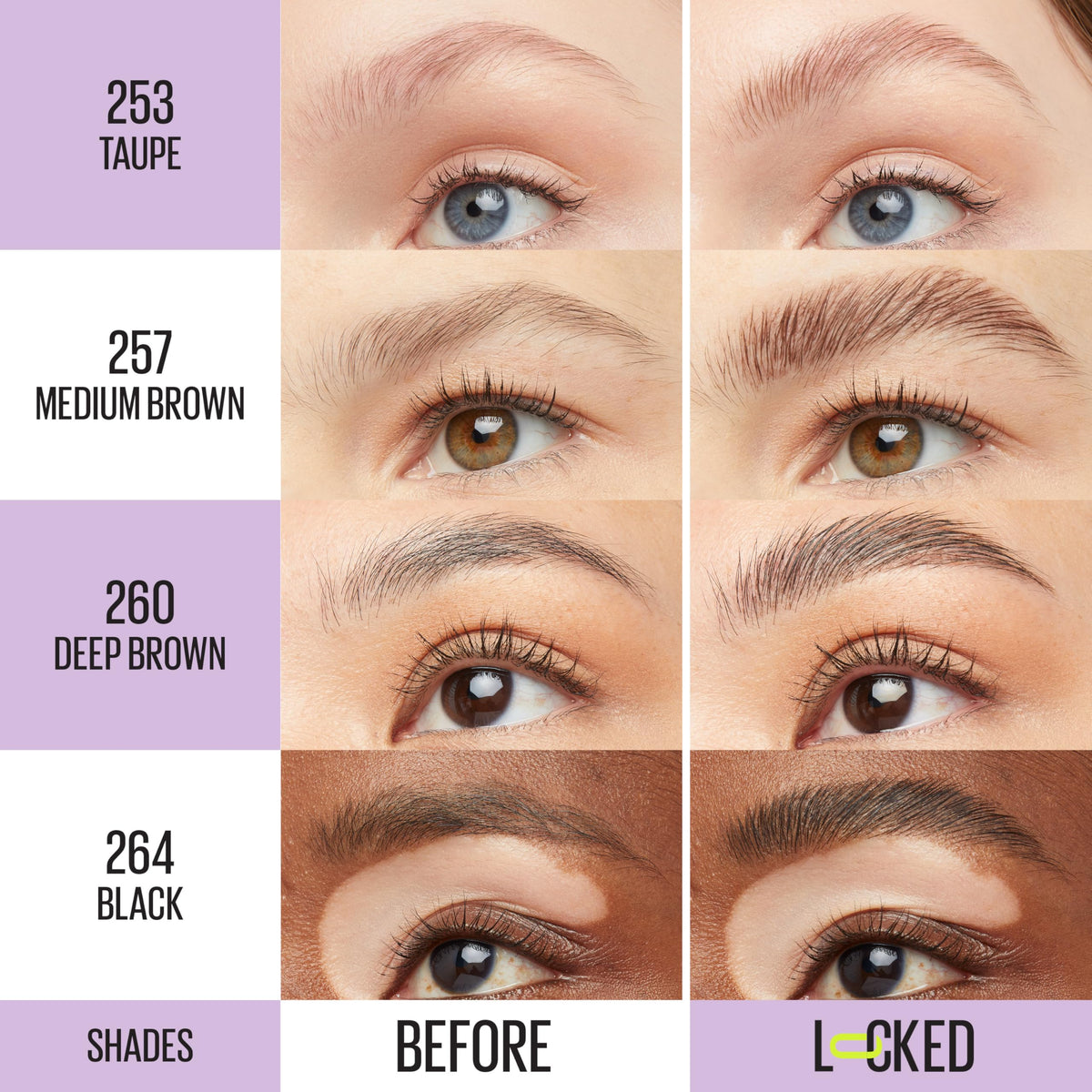 Maybelline Super Lock Brow Glue Eyebrow Gel, Lightweight and Waterproof Tinted Brow Gel For Up To 24HR Hold, Black, 1 Count Beauty & Personal Care MAYBELLINE