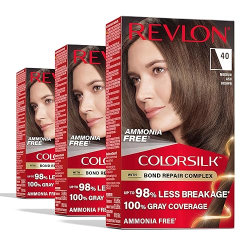 Revlon ColorSilk with Bond Repair Complex, Brown Permanent Hair Color, 100% Gray Coverage, Ammonia Free Hair Dye, Vegan Keratin, 40 Medium Ash Brown Beauty & Personal Care REVLON