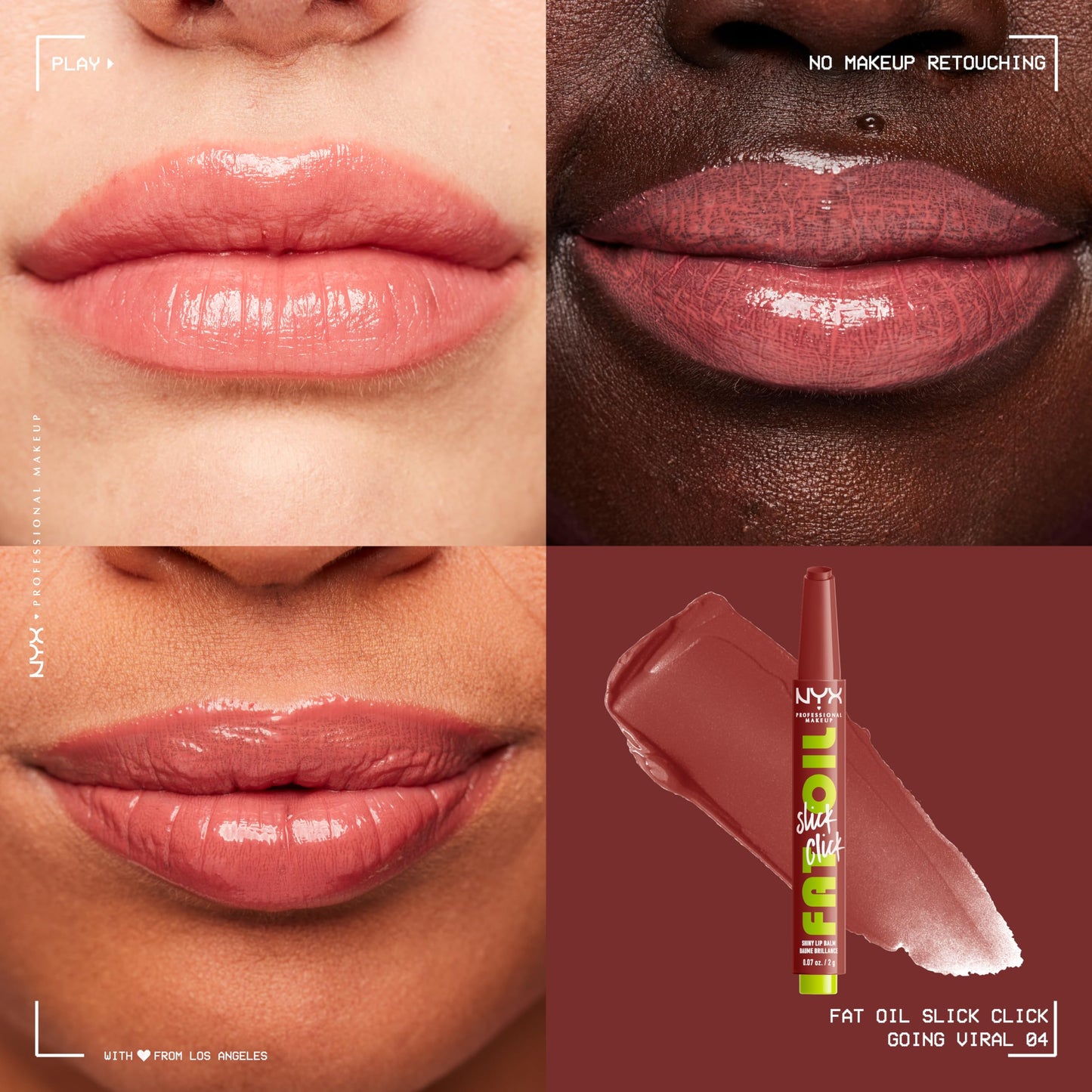 NYX PROFESSIONAL MAKEUP Fat Oil Slick Click, Lightweight, Buildable, Pigmented Vegan Lip Balm - Going Viral Beauty and Personal Care NYX PROFESSIONAL MAKEUP