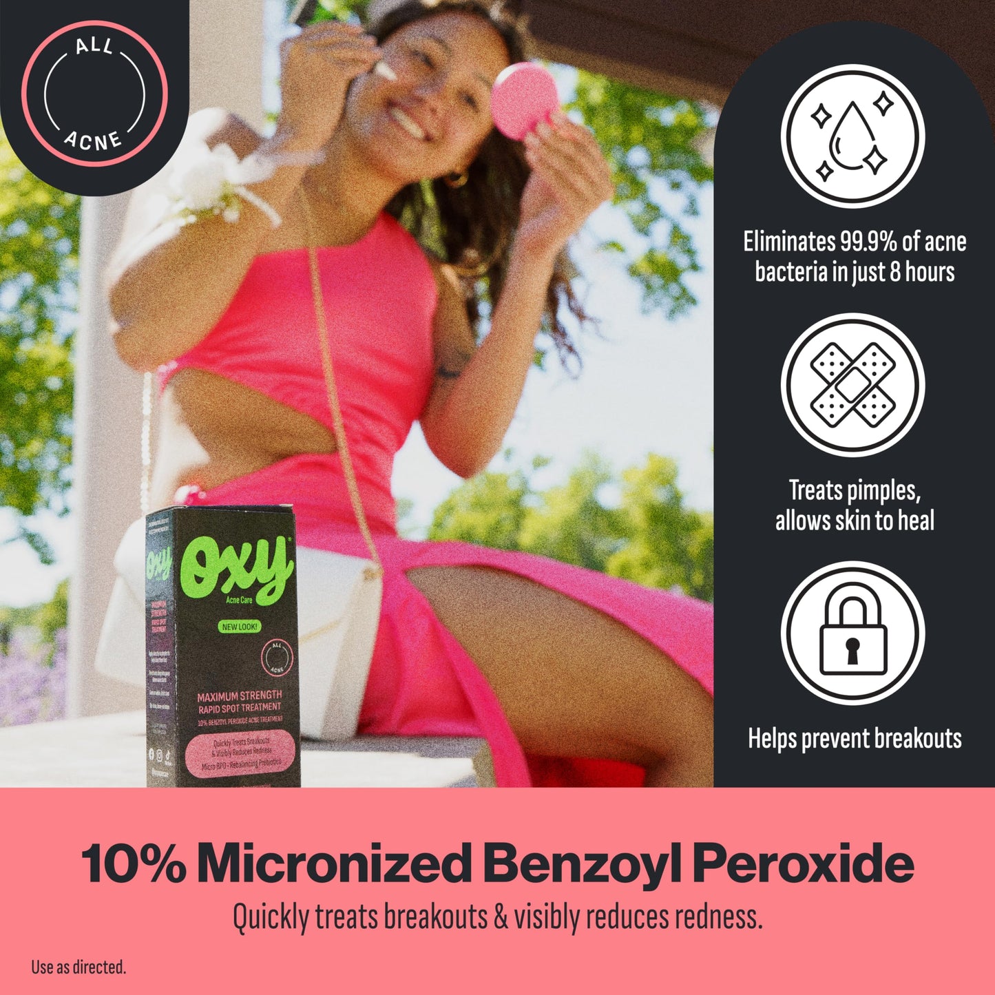 Oxy Rapid Acne Spot Treatment for Face & Body, Maximum Strength 10% Benzoyl Peroxide Blemish Cream Medication for Blackheads, Prebiotic Pimple Cream Beauty & Personal Care Oxy