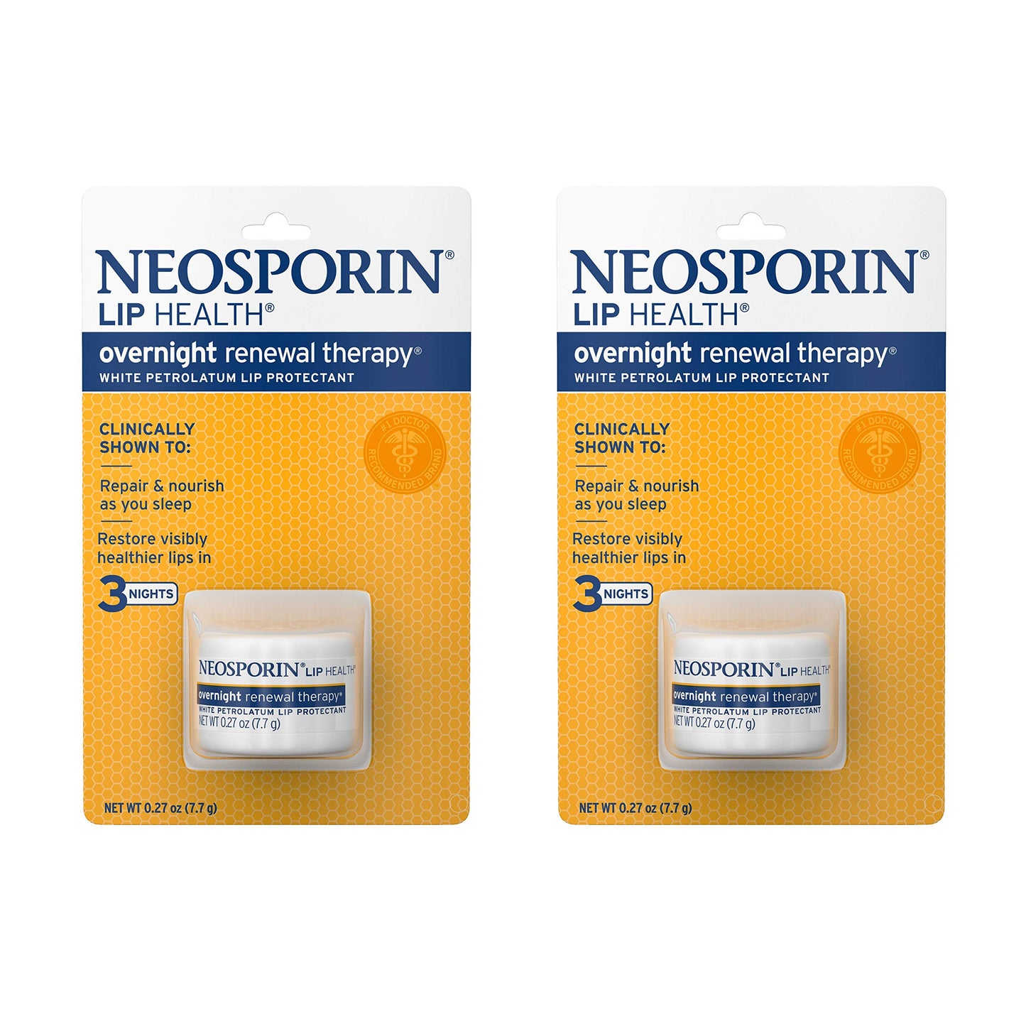 Neosporin Lip Health Overnight Healthy Lips Renewal Therapy Petrolatum Lip Protectant, 0.27oz. (Pack of 2) Beauty and Personal Care Neosporin