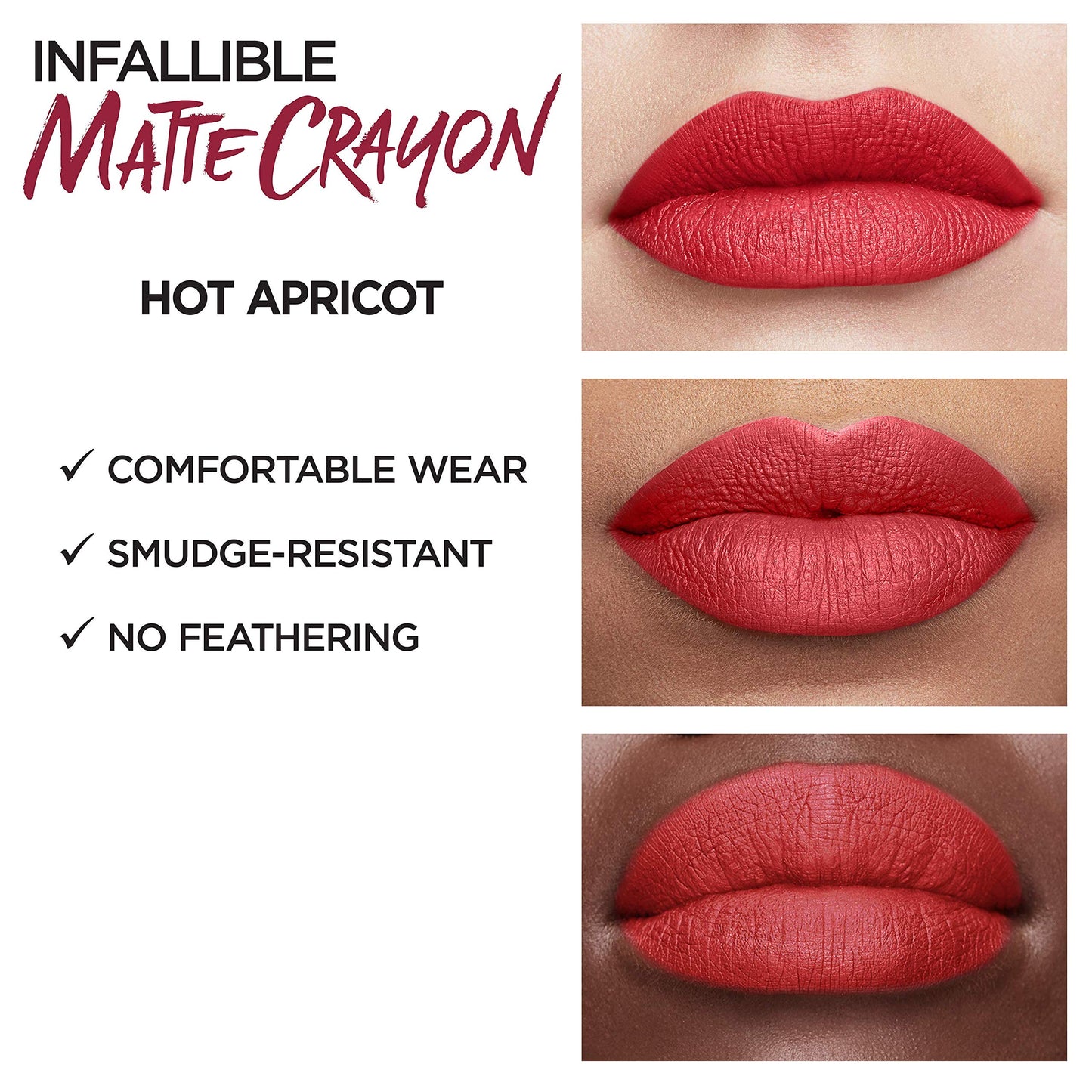 L’Oréal Paris Infallible Matte Lip Crayon, Hot Apricot (Packaging May Vary) Beauty & Personal Care L'Oreal Paris