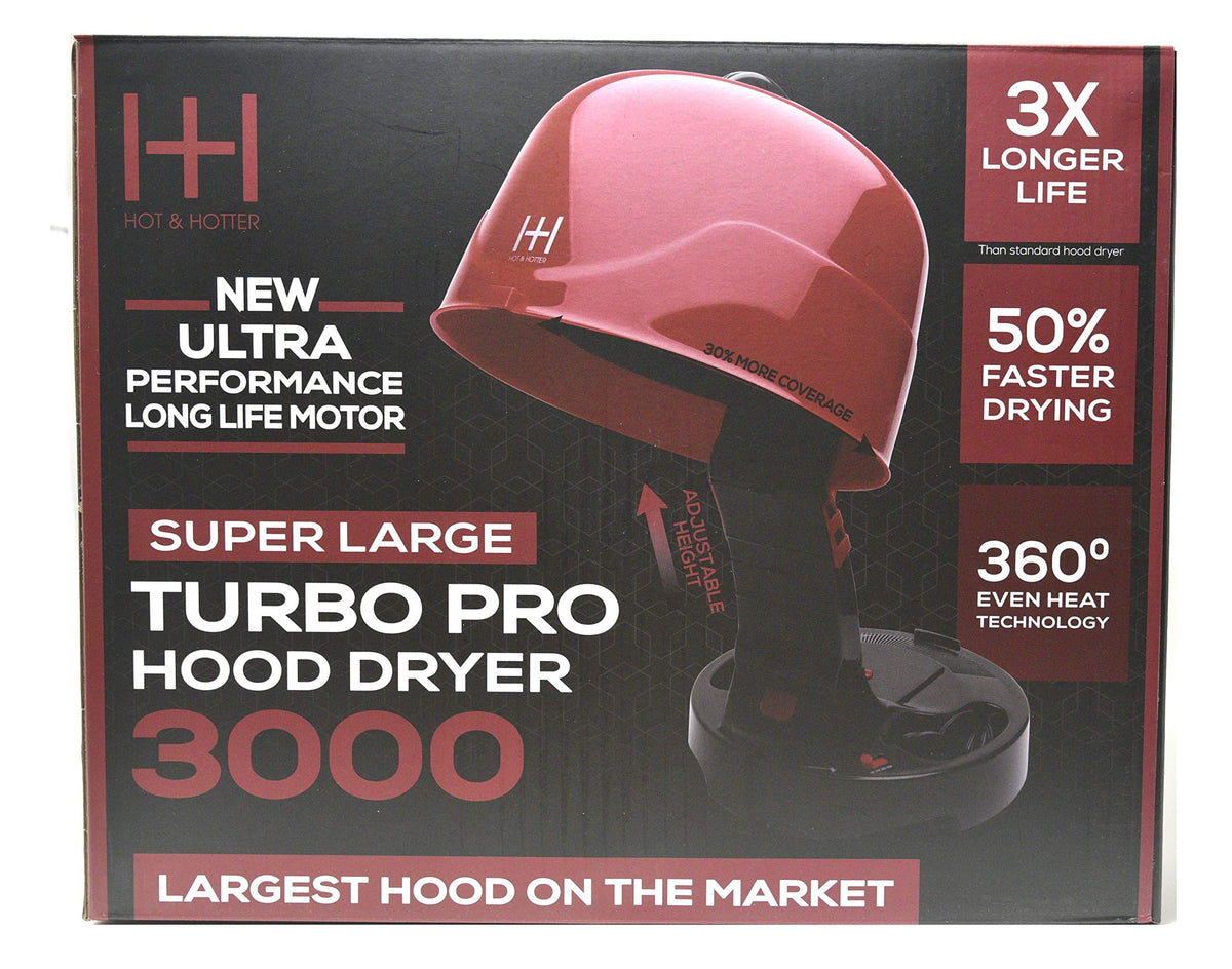 Annie Hot & Hotter Large Ceramic Ionic Hood Dryer - Professional Salon Hair Dryer with Adjustable Height, 3 Heat & Speed Settings, Portable Hooded
