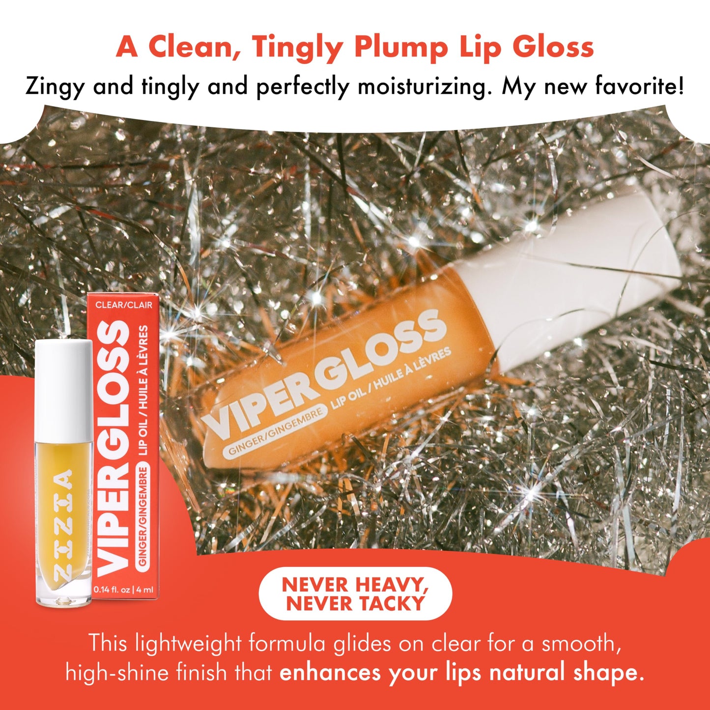 Zizia Viper Gloss - Moisturizing Lip Plumper Gloss with Hyaluronic Acid, Ginger, & Cayenne - Clean, Vegan, & Cruelty-Free Hydrating Lip Oil for a Beauty & Personal Care Zizia Botanicals