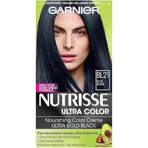 Garnier Nutrisse Ultra Color Nourishing Hair Color Creme, BL21 Blue Black (Packaging May Vary) Beauty & Personal Care Garnier