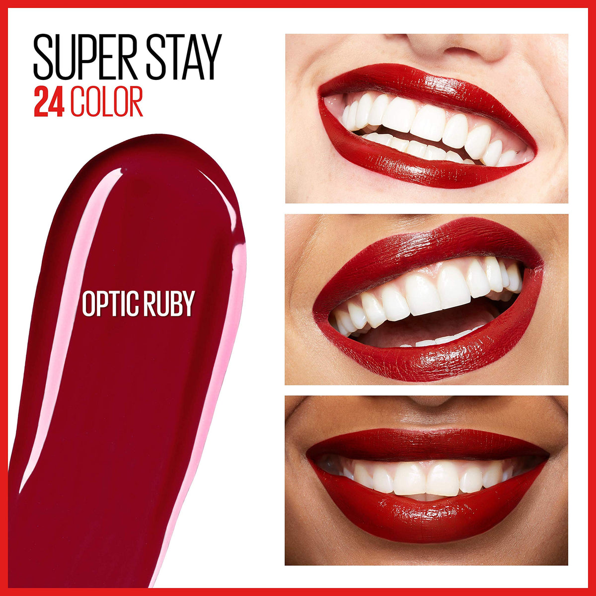 Maybelline Super Stay 24, 2-Step Liquid Lipstick Makeup, Long Lasting Highly Pigmented Color with Moisturizing Balm, Optic Ruby, Ruby Red, 1 Count Beauty & Personal Care MAYBELLINE