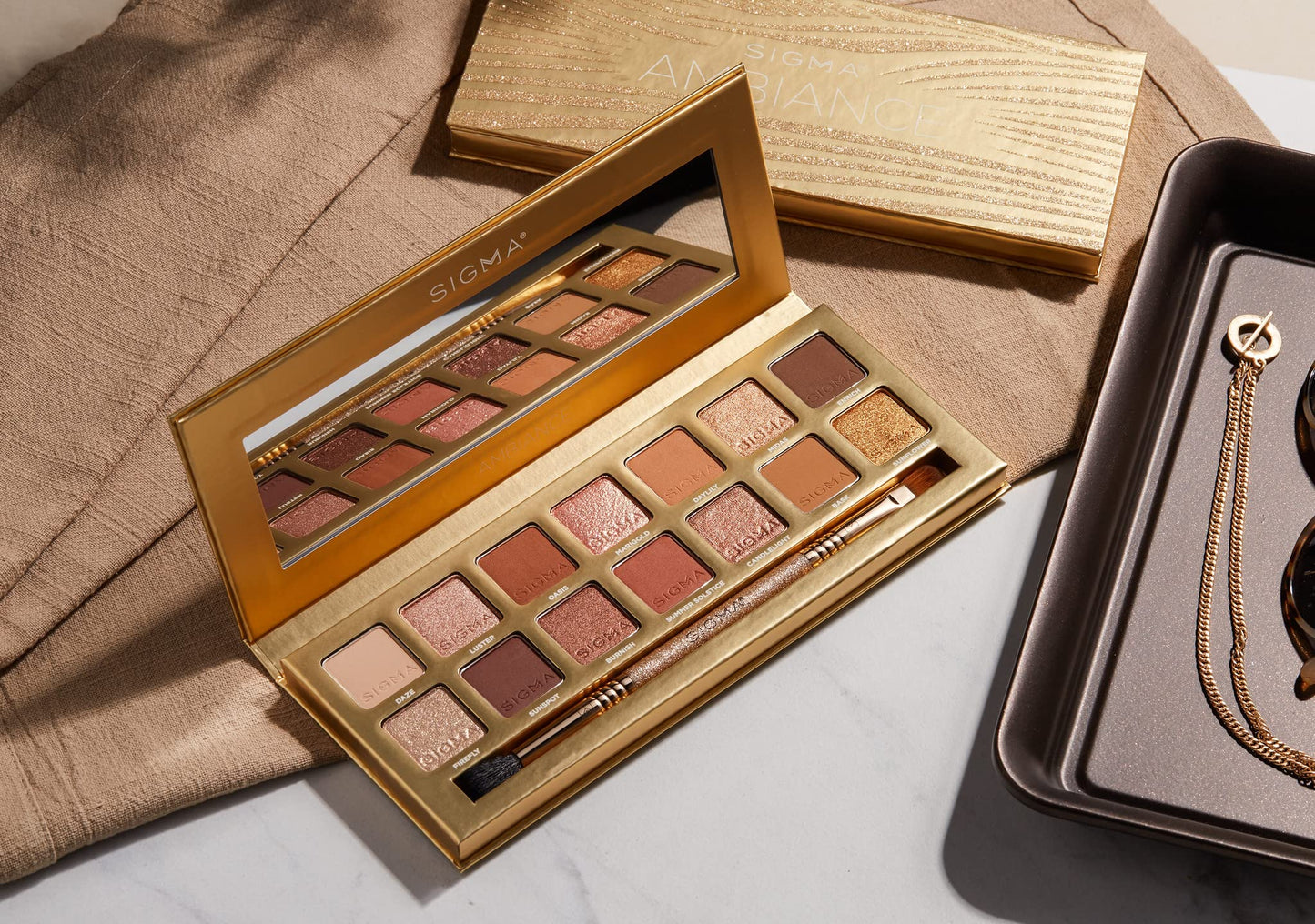 Sigma Beauty Ambiance Eyeshadow Palette | Luminous, Neutral and Gold Shades | Summer Vibes, Mirror Included Beauty & Personal Care Sigma Beauty