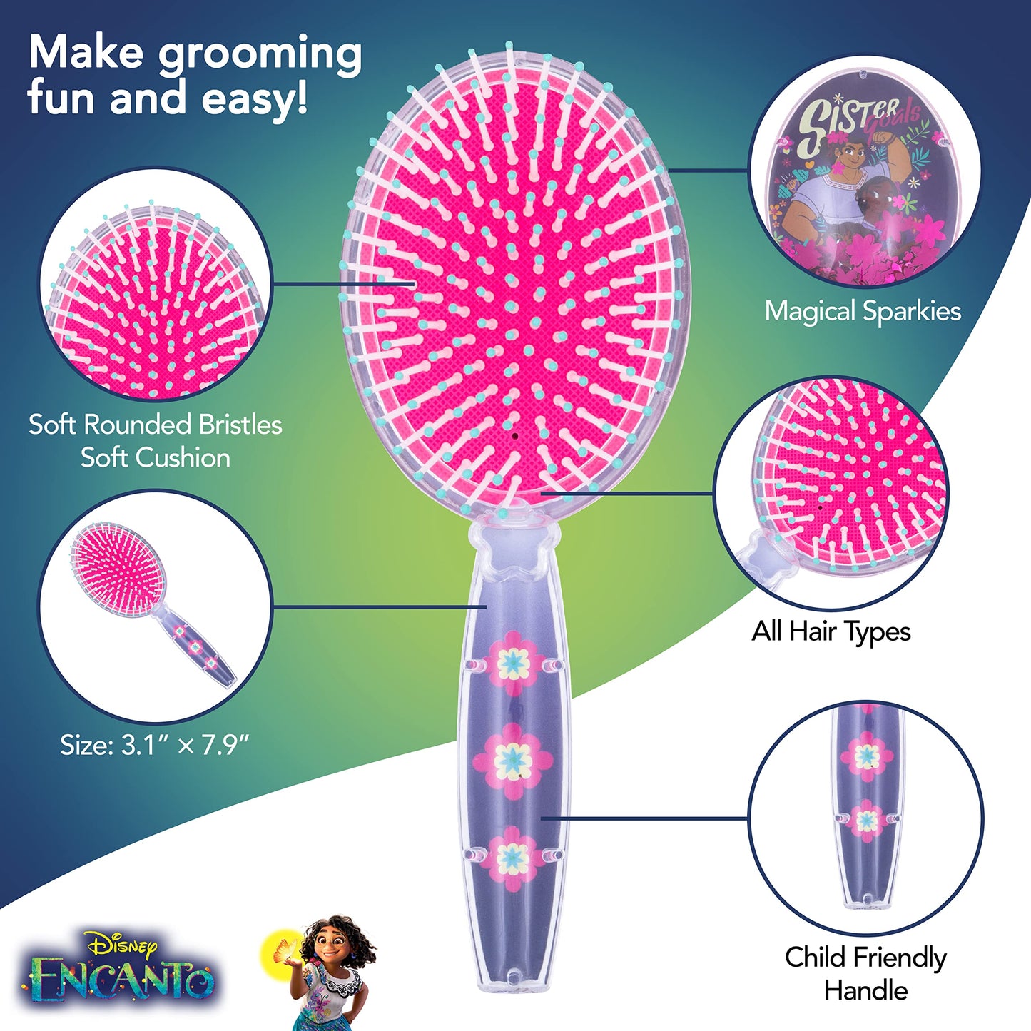LUV HER Disney Encanto Hair Brush with Magical Sparkling Stars Confetti HairBrush, Purple - Kids Ages 3+ Beauty & Personal Care LUV HER