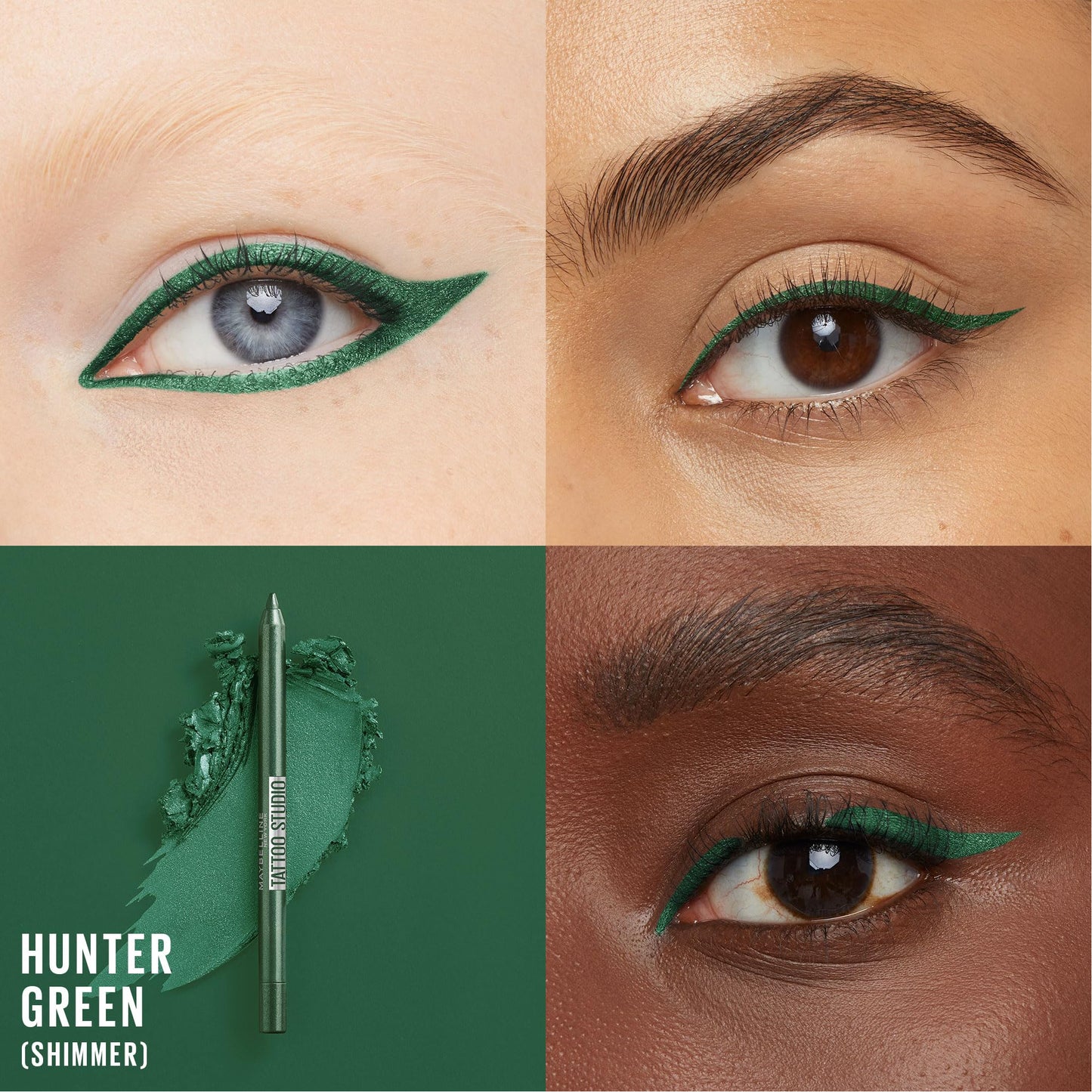 Maybelline Tattoo Studio Sharpenable Gel Pencil Waterproof Eyeliner, Long-Lasting Eyeliner With Smooth Gel Pigments For Up To 36HR Wear, Hunter Green Beauty & Personal Care MAYBELLINE