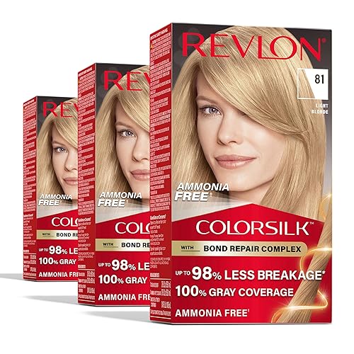 Revlon ColorSilk with Bond Repair Complex, Blonde Permanent Hair Color, 100% Gray Coverage, Ammonia Free Hair Dye, Vegan Keratin, 81 Light Blonde Beauty & Personal Care REVLON